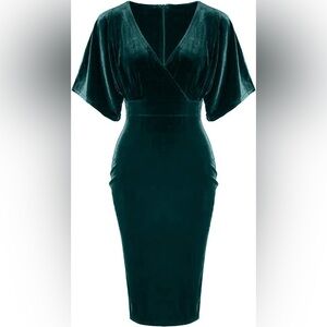 GownTown 1950’s style Emerald Green Velvet dress